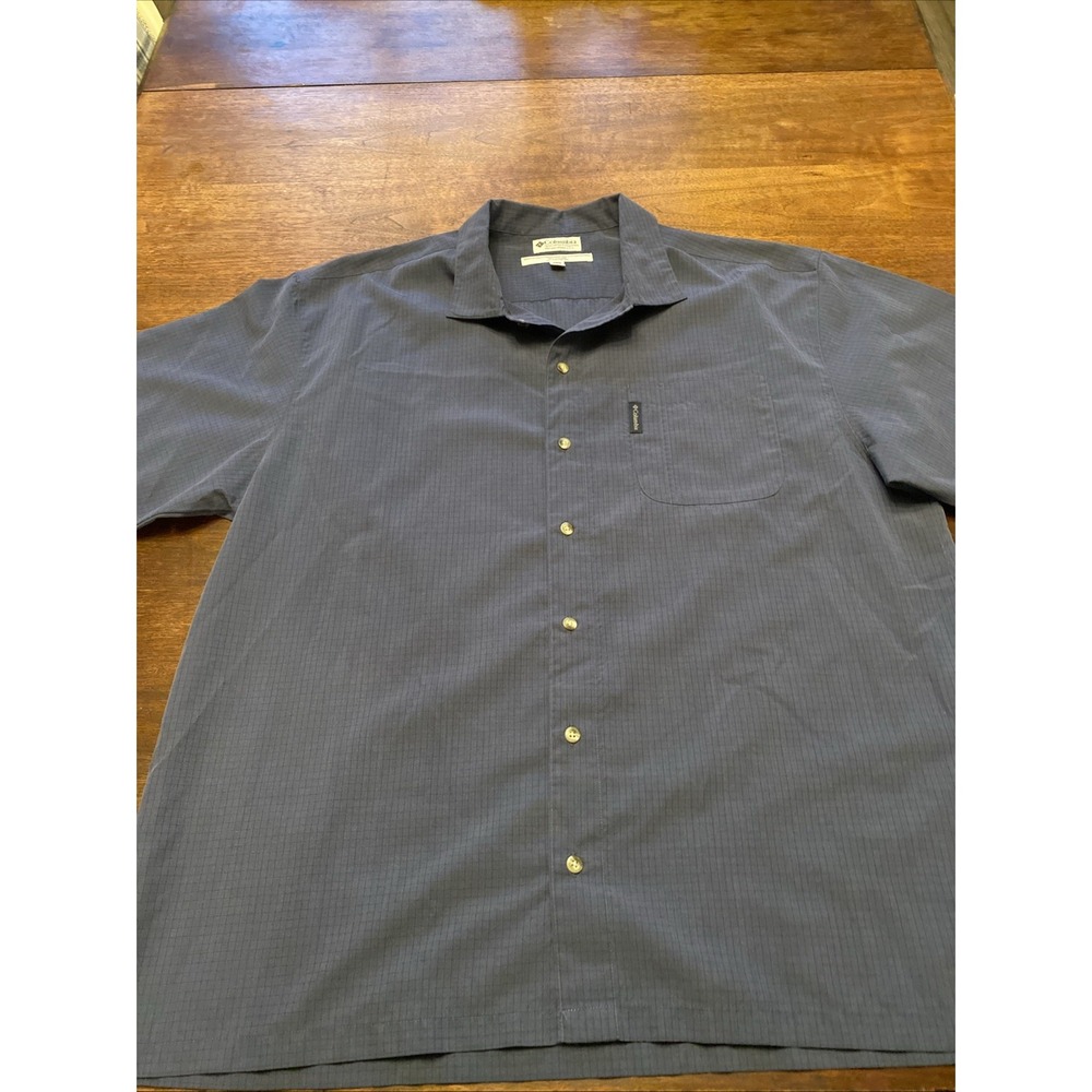 Columbia Shirt Mens XXL Blue‎ Plaid Button Up Hawaiian Lightweight Vintage 90s